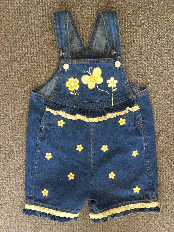 Toddler overalls, girl butterflies, Vintage jean s