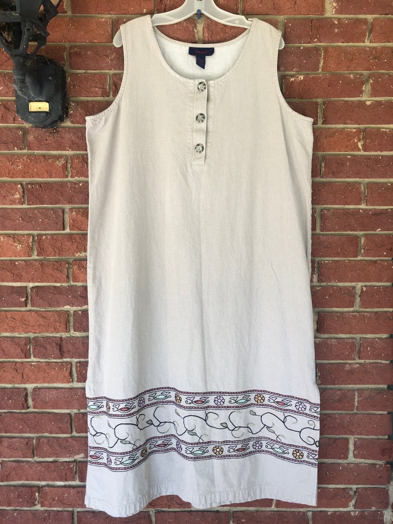 80s 90s Lazy oaf oversized Floral maxi Jumper Dress lagenlook Boxy so-cal boho Plus size 1X XL Beige Tan shift Vintage Cottagecore