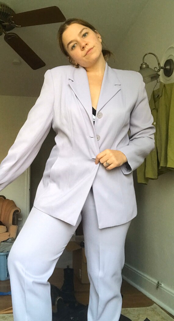 Vintage suit, 90s lavender Pants Suit, 70s 80s 90s