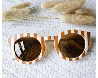 Baby and children's sunglasses UV400 striped - Beige / Camel