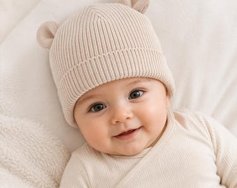 Gorro de osito orgánico para bebé
