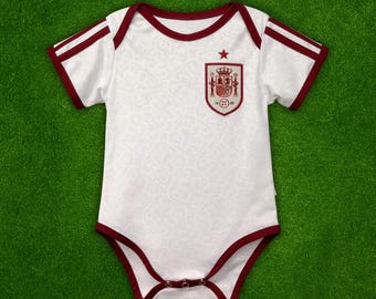 Spain Baby Jersey, Bodysuit, Away Soccer Jersey, Trikot