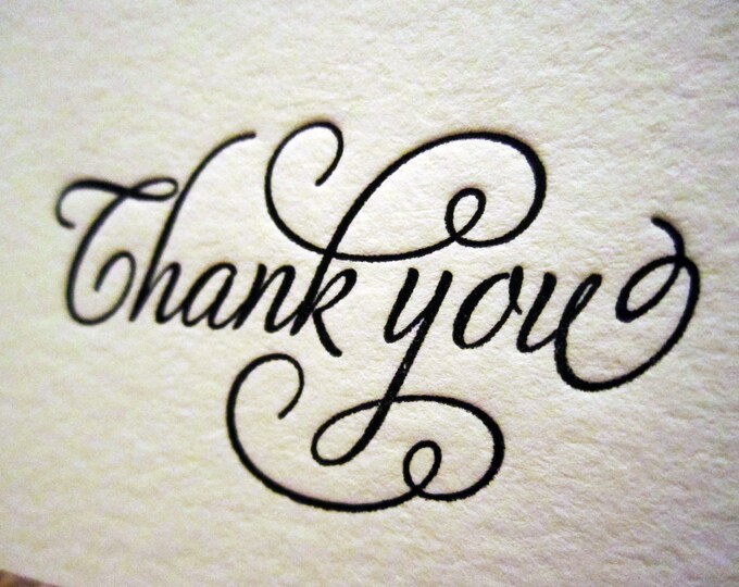 Letterpress Thank You Note Cards folded Set of 10 Etsy