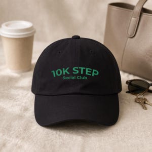 Broderad promenadhatt, 10K Step Social Club bomullsmössa för pappa