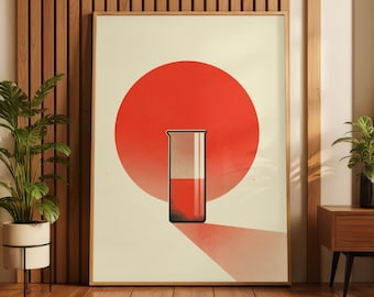 Minimalist Beaker Poster | Bauhaus Science Wall Art, Laboratory Icons Print