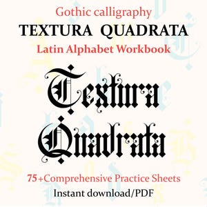 ゴシック書道ワークブック：ラテン文字｜テクスチュラ・クアドラタ練習シート｜印刷可能なレタリングガイド｜Procreate & iPad PDF