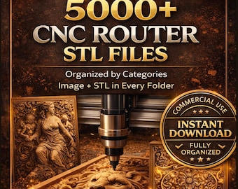 Oltre 5000 file STL per router CNC | Disegni in rilievo 3D per intaglio del legno | Mega Bundle organizzato | Licenza commerciale | Download immediato