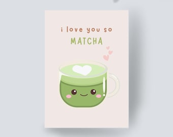 Ik hou zoveel van je Matcha Ansichtkaart | Liefde | Ik hou van jou | Kawaii | A6 | Ansichtkaart | Liefde | Partner & Vriendschap | Jubileum