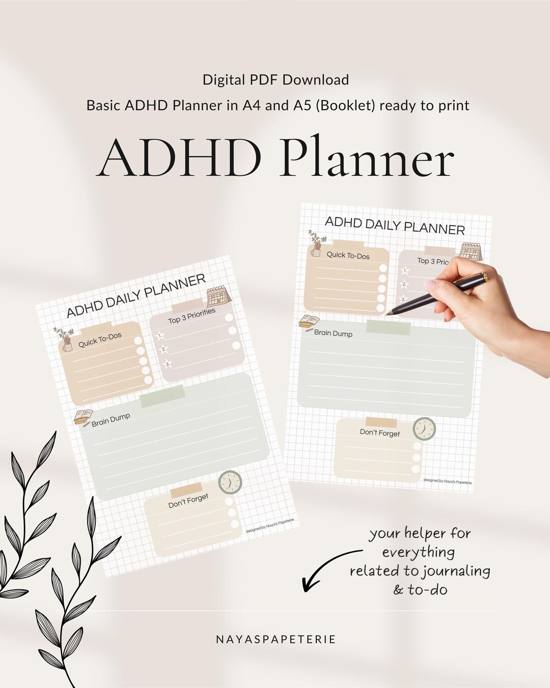 Printable ADHD Checklist | Digital Download | Daily Planner | to Do ...