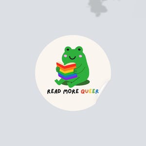 Read More Queer Sticker 5cm | Pride Sticker | LGBTQ+ Bookish Sticker | Queer Reading Sticker | Booklover | BookTok | Kawaii