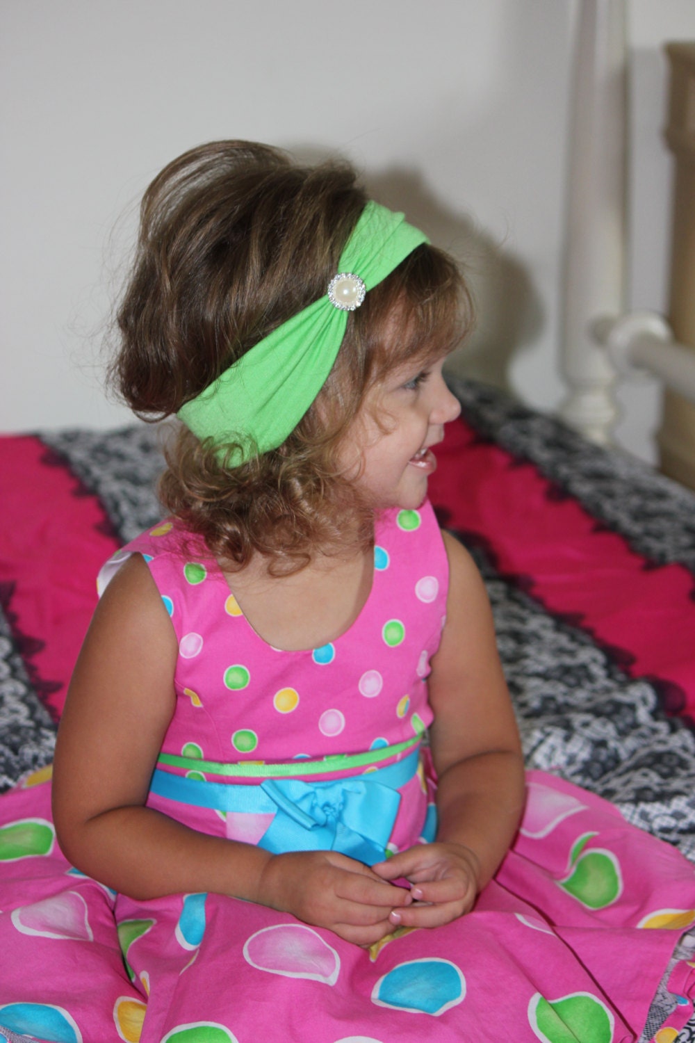 Green Baby headband lime green headband stylish elegant casual Etsy