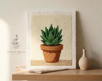 Ponsnaaldenset voor beginners, doe-het-zelf bloemen en planten abstracte kunst aan de muur, tuftkleed ophangset