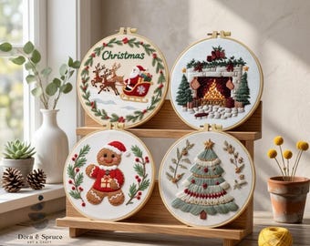 Kerstborduurpakket voor beginners, doe-het-zelf-startersproject, kerstkrans, vakantiecadeau