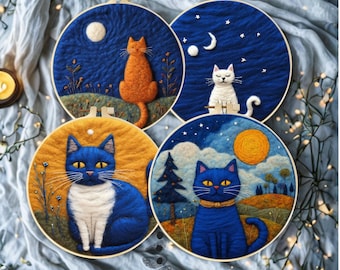 Naaldviltenset kat, wollen zwervende 3D Fiber Art Craft, doe-het-zelf schilderen voor beginners