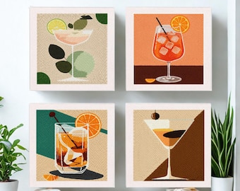 Cocktail Punch Needle Kit, Beginner DIY Craft, Abstract Wall Art