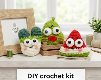 Haakpakket voor beginners: fruit- en groentepatronen, doe-het-zelf amigurumi-starterproject