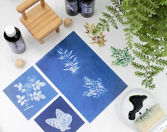 Cyanotype zon printkit, botanische blauwdrukkunst, doe-het-zelfartikelen