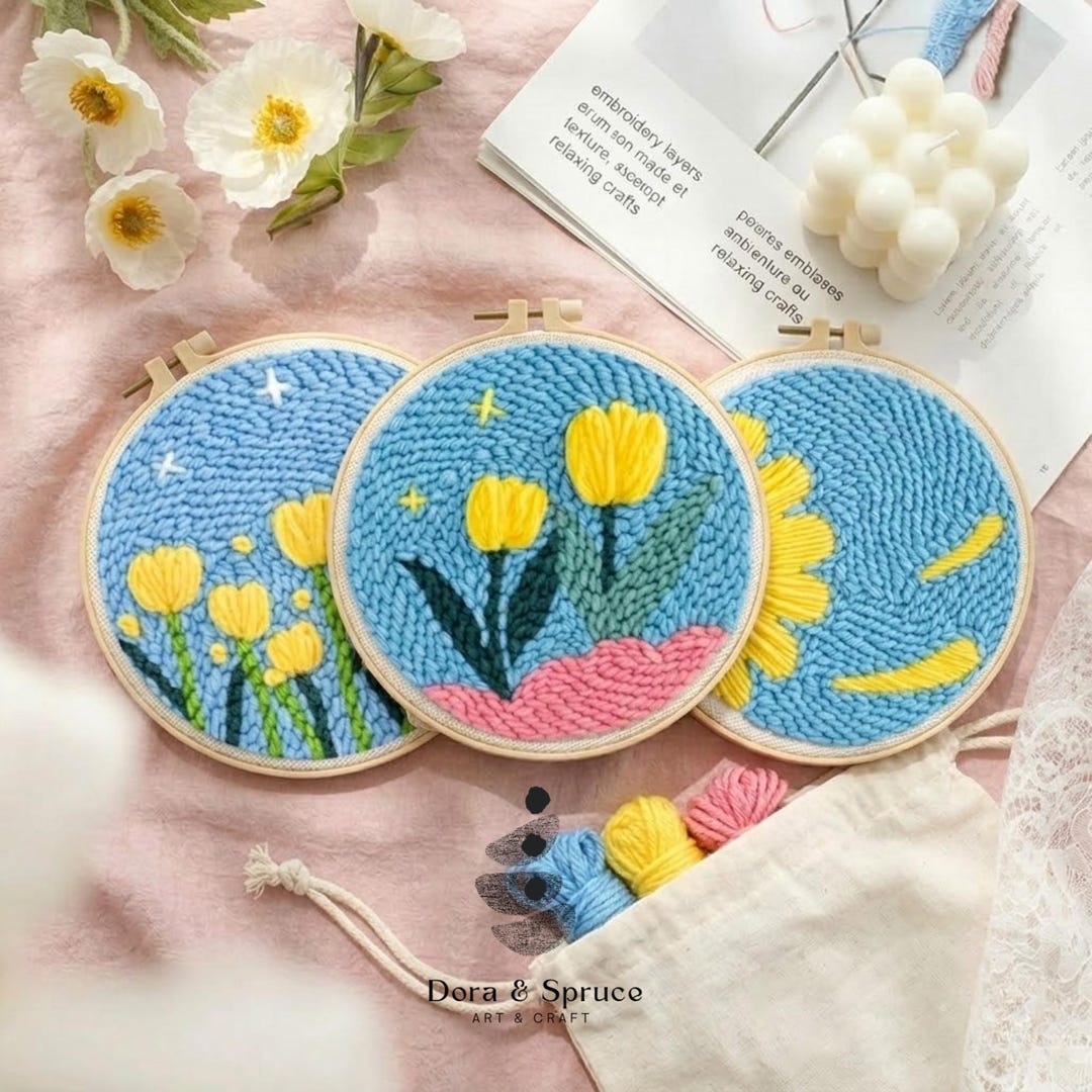 Beginner Punch Needle Kit: Plant and Flower Tufting Kit, DIY Starter ...