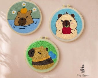 Capibara-ponsnaaldenset, knutselen voor beginners, tuftset, vloerkleed haken