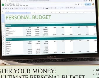 Finanzas personales, hoja de cálculo de presupuesto / registro financiero mensual / Google Sheets