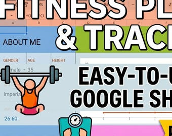 Planificador de salud y fitness de Google Sheets, registro de entrenamientos, seguimiento de hábitos (descarga instantánea)