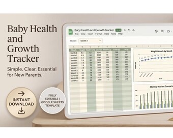 Automated Baby Growth Tracker | Google Sheets Newborn Health Log | Infant Daily Tracker | Feed Tracker | Baby Milestones Dashboard