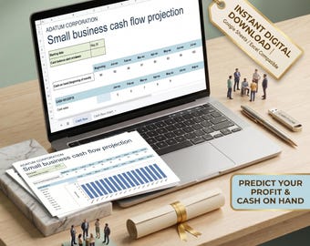 Hoja de cálculo para la proyección del flujo de caja de pequeñas empresas / Registro financiero mensual (Google Sheets, Excel)