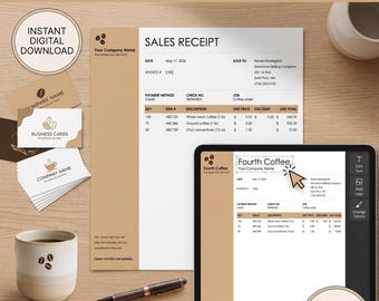 Plantilla de recibo de venta imprimible para pequeñas empresas / Hoja de cálculo de facturación automatizada / Recibo de cliente / Formulario de confirmación de pedido