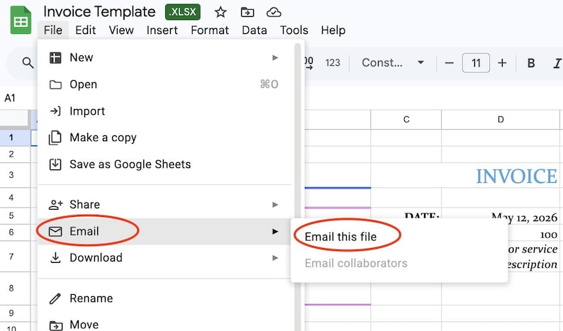 Editable Invoice Template Bundle With PDF Email Option | Professional ...