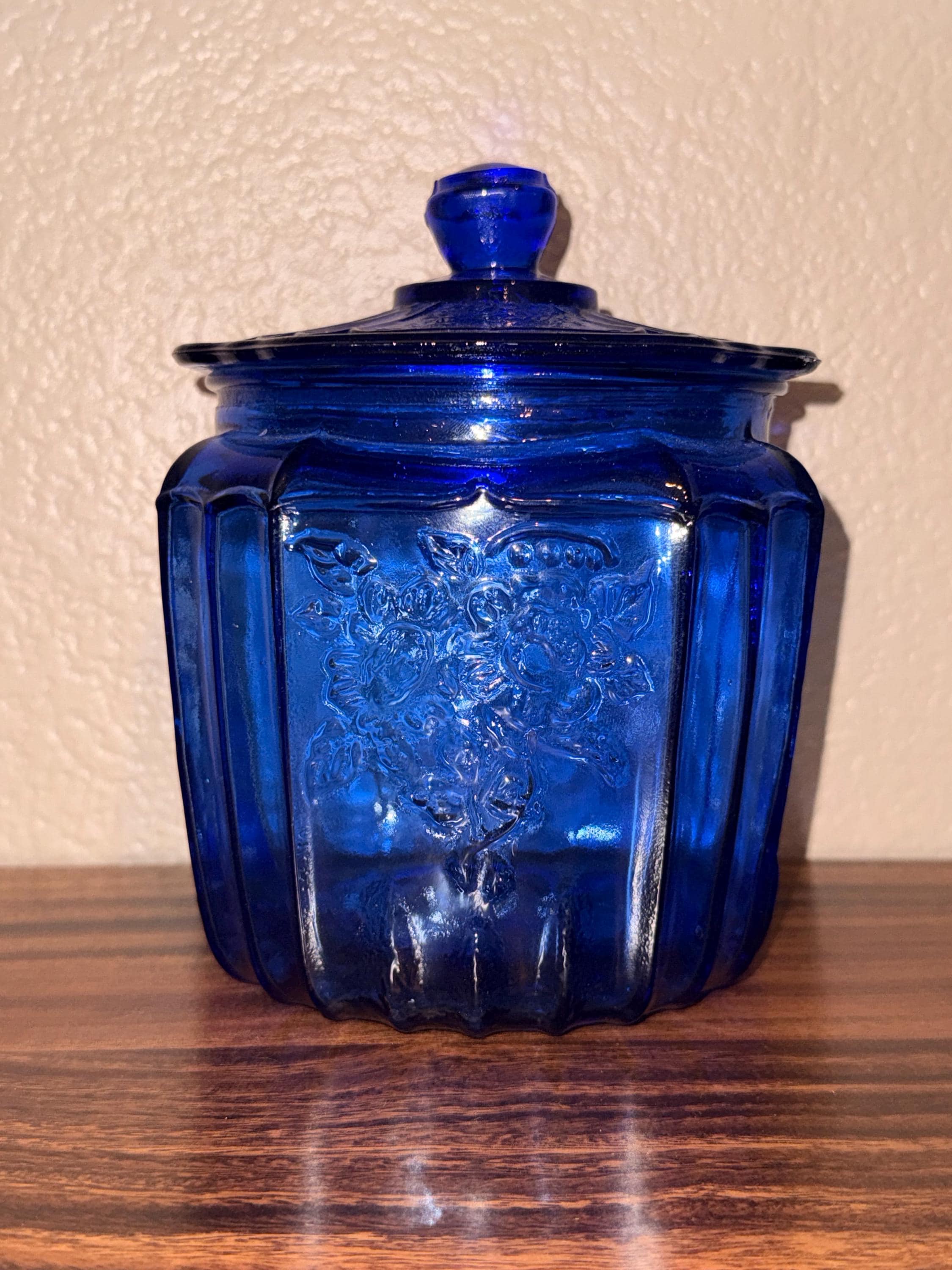 Blue Glass Biscuit Jar - Etsy