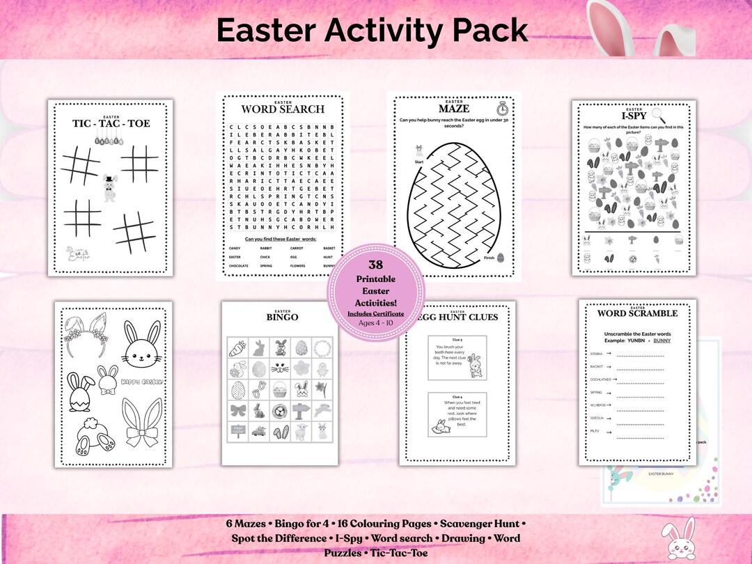 Printable Easter Activity Pack for Kids | 38 Pages Easter Colouring ...