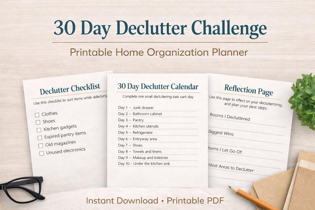 Extreme Declutter Challenge Worksheet.pdf 30 Day Declutter Challenge Printable, Home Organization Planner ...