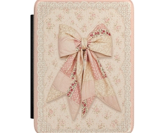 Funda vintage rosa con lazo para Kindle / Cubierta de encaje floral para lector electrónico