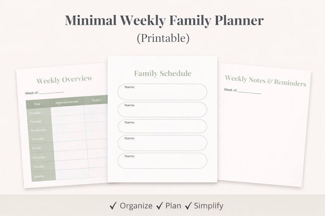 Family Weekly Schedule Planner – Printable Household Routine ...