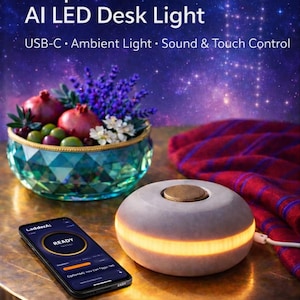 AI color LED Desk Light, Cellphone Controlled Ambient Lamp, AI Functions