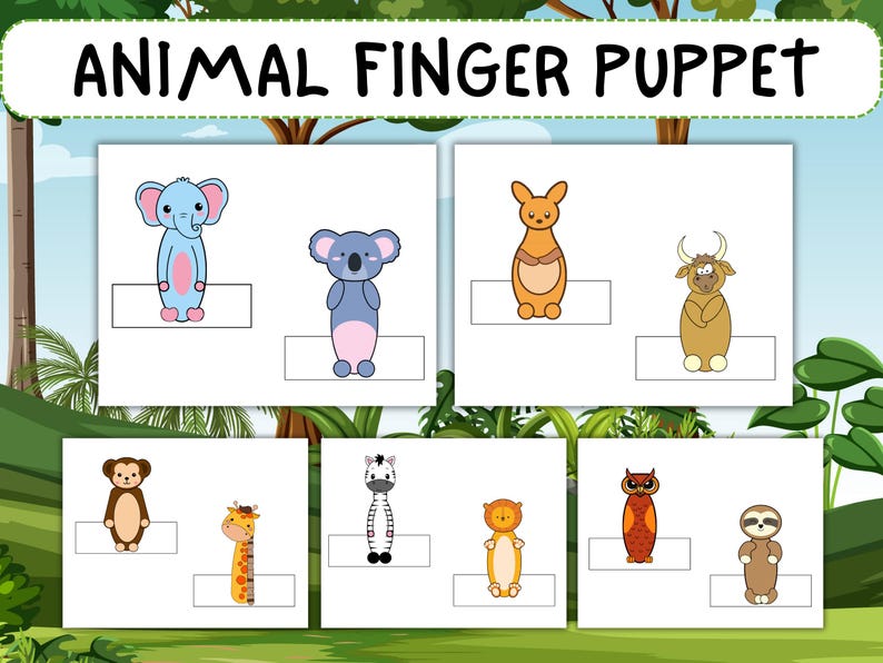 Animal Finger Puppet Printable Craft Set Kids Classroom Activity Fine ...