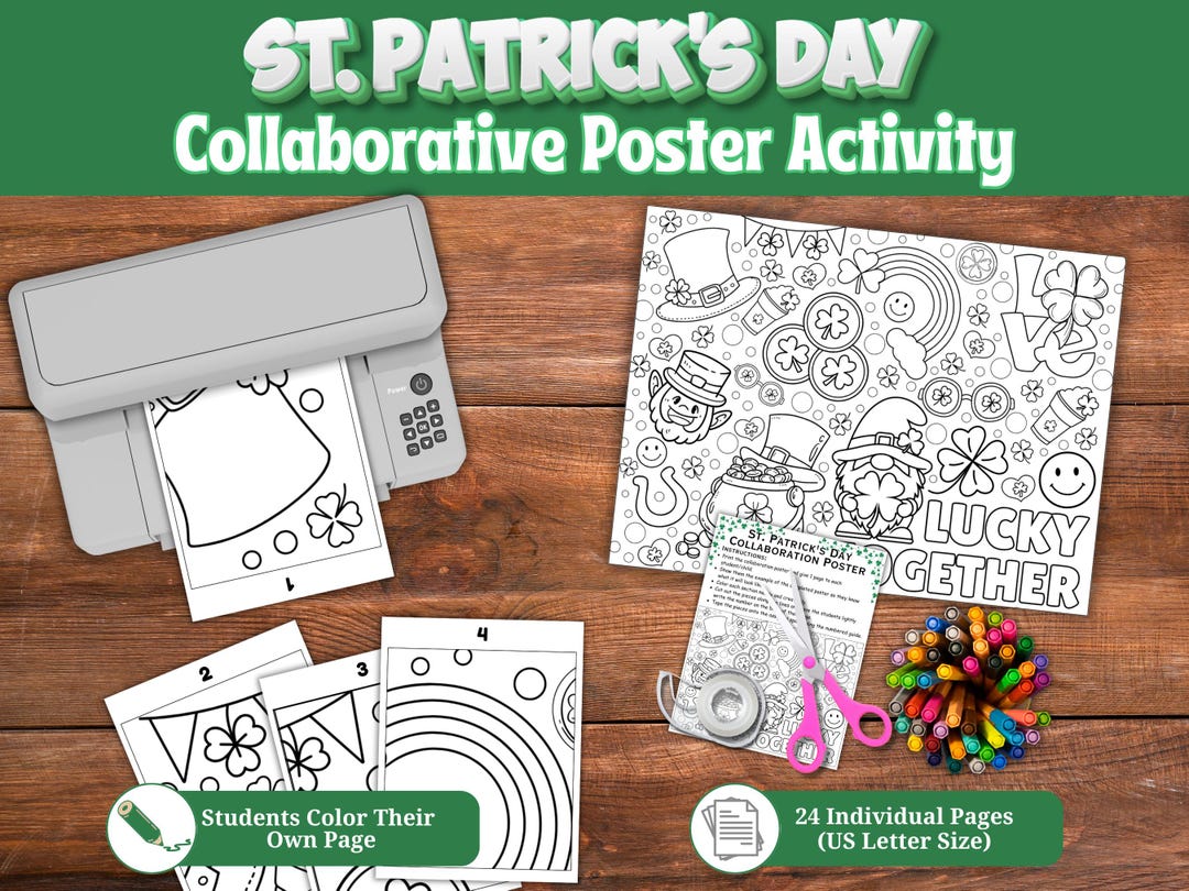 St Patricks Day Collaborative Poster Activity Classroom Group Coloring ...