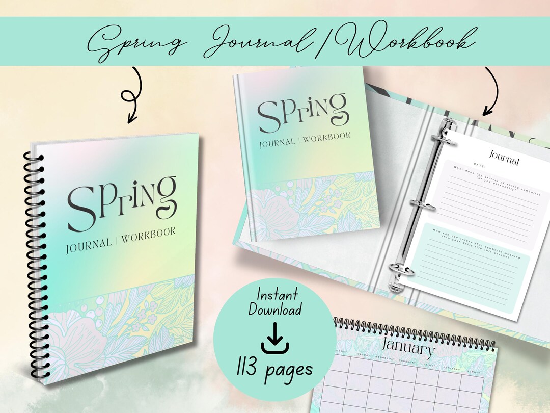Spring Journal Workbook Printable 100 Journal Prompts Self Reflection ...