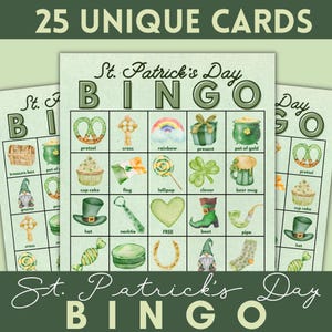 St Patricks Day Bingo Game Printable Party Activity Classroom Game Holiday Bingo Cards For Kids