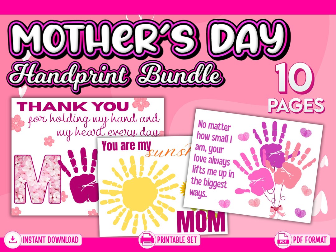 Mothers Day Handprint Craft Printable Bundle Kids Handprint Art Gift ...
