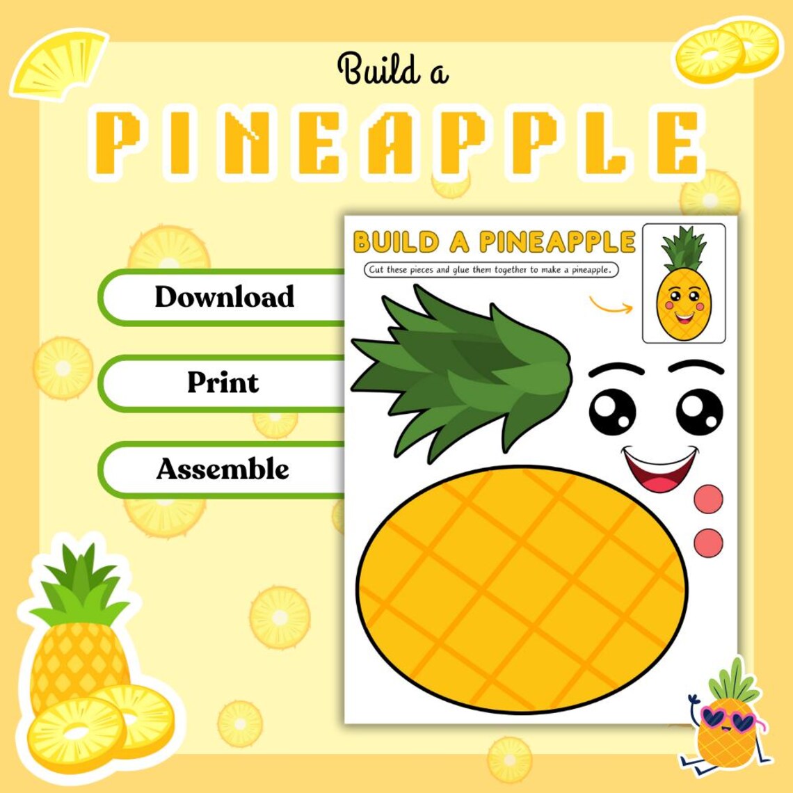 Build a Pineapple Printable Craft for Kids Cut and Paste Summer ...