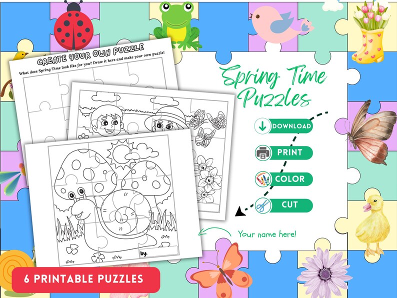 Multiplus Spring Puzzle Spring Puzzle Printable Kids Color Cut and Assemble Activity Spring ...