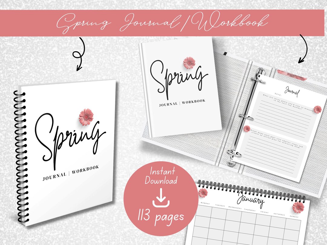 Spring Journal Workbook Printable 100 Journal Prompts Self Reflection ...