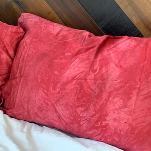 Madder Root and Cochineal RED Naturally Dyed 100% Mulberry Silk Queen size Pillowcases.