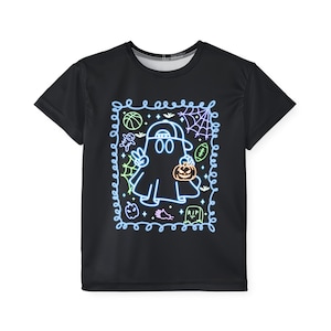 Neon Ghost Halloween Kids Jersey, Spooky Sports Shirt, Halloween Youth Jersey, Trick or Treat Shirt, Kids Fall Outfit