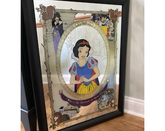 1994 Snow White and the Seven Dwarfs Decorative Etched Mirror Extremely Rare!