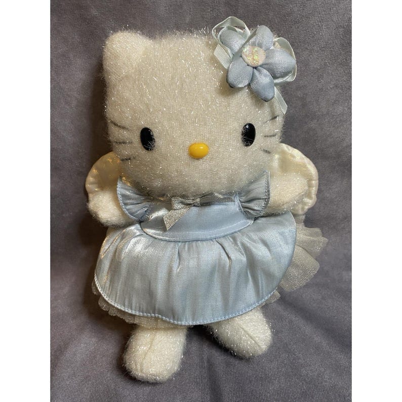 Vintage Hello Kitty Sanrio Smiles Blue Lace Angel Plush 9" RARE image 1
