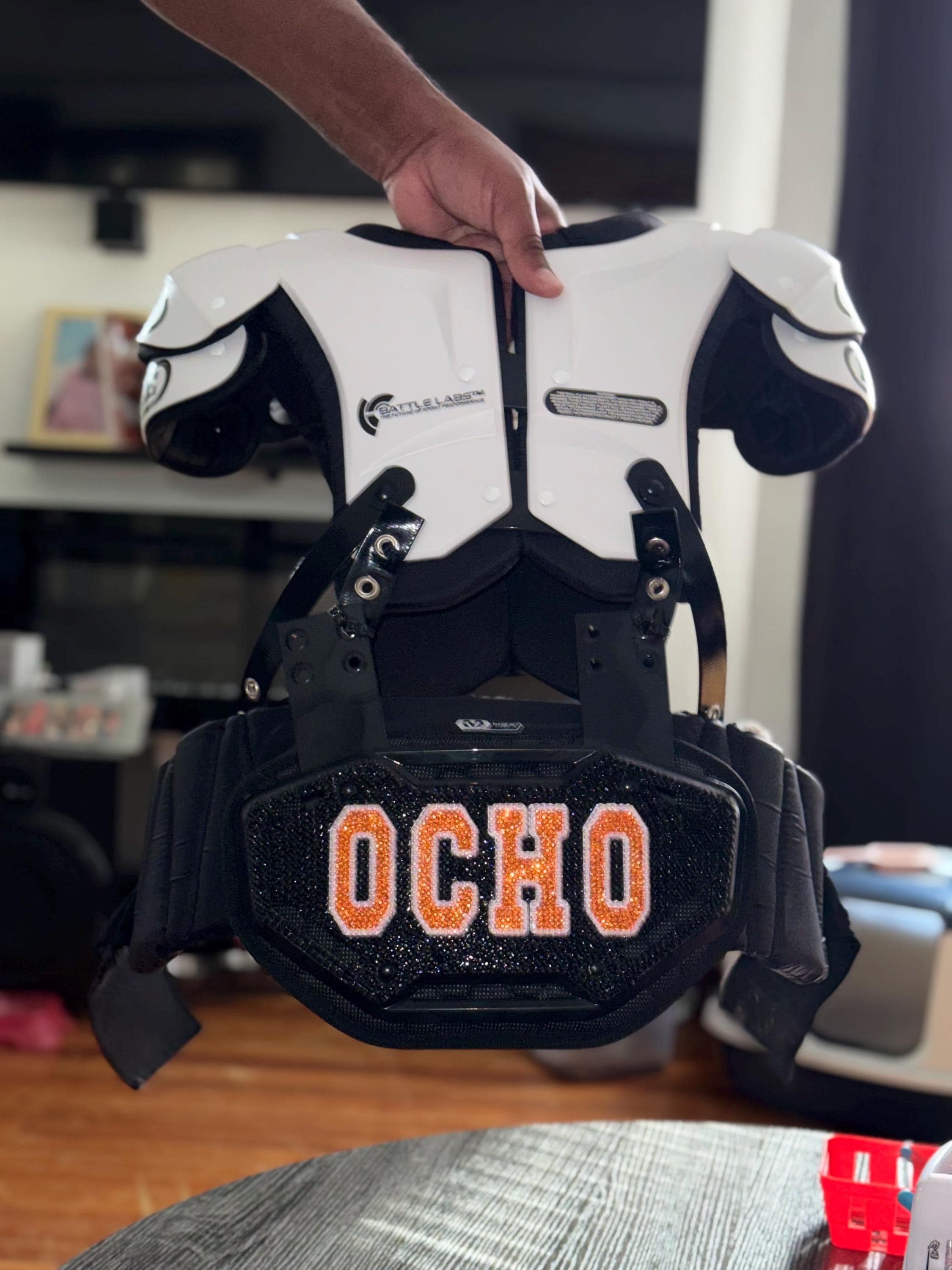 Football Rib Backplate Custom Football Backplate | Personalized Back Plate | Bling Rhinestone ...