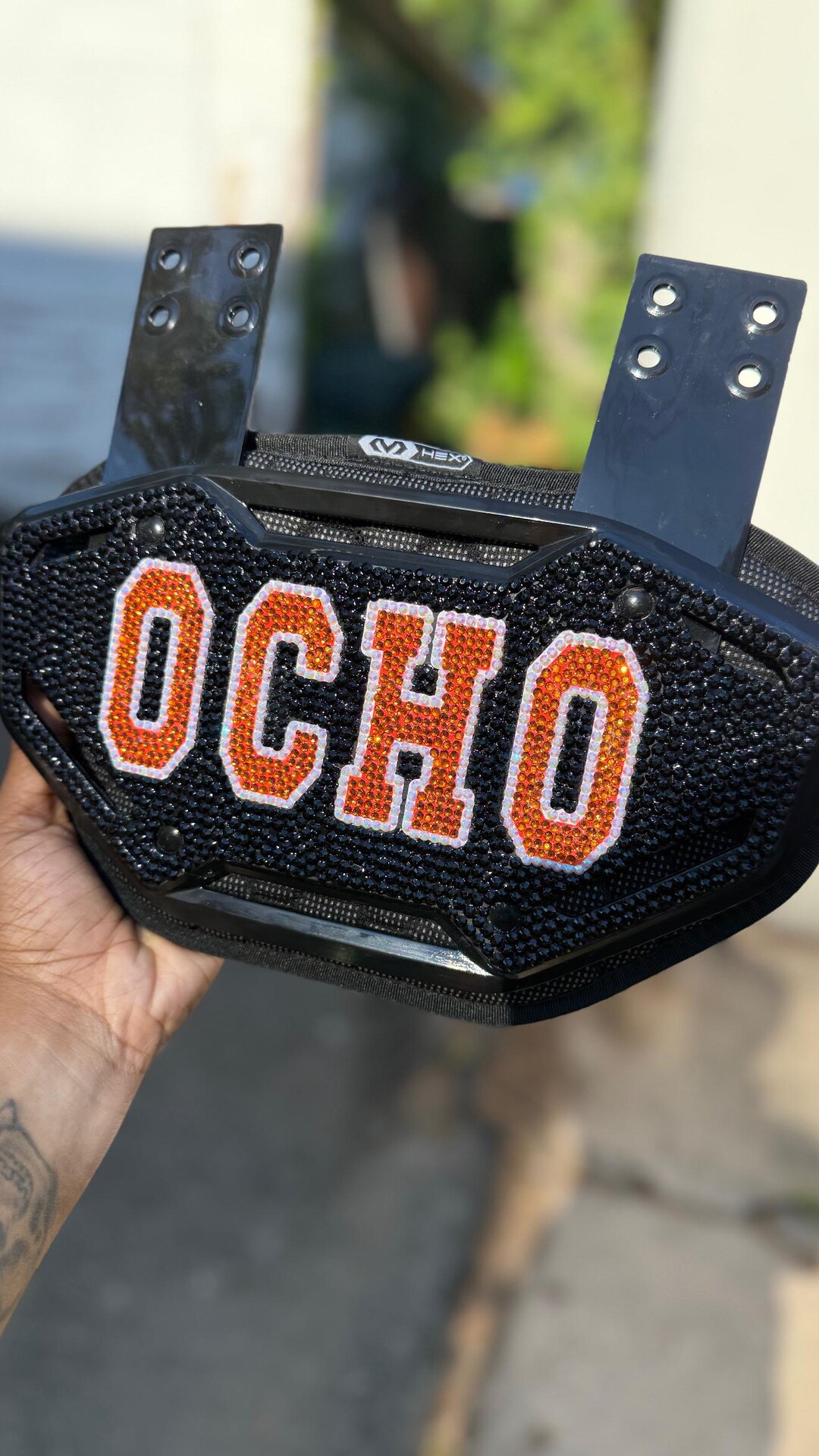 Custom Football Backplate | Personalized Back Plate | Bling Rhinestone ...
