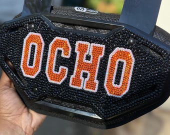 Benutzerdefinierte Fußball Backplate | Personalisierte hintere Platte | Bling Strass Fußball Ausrüstung | Jugend und Erwachsene